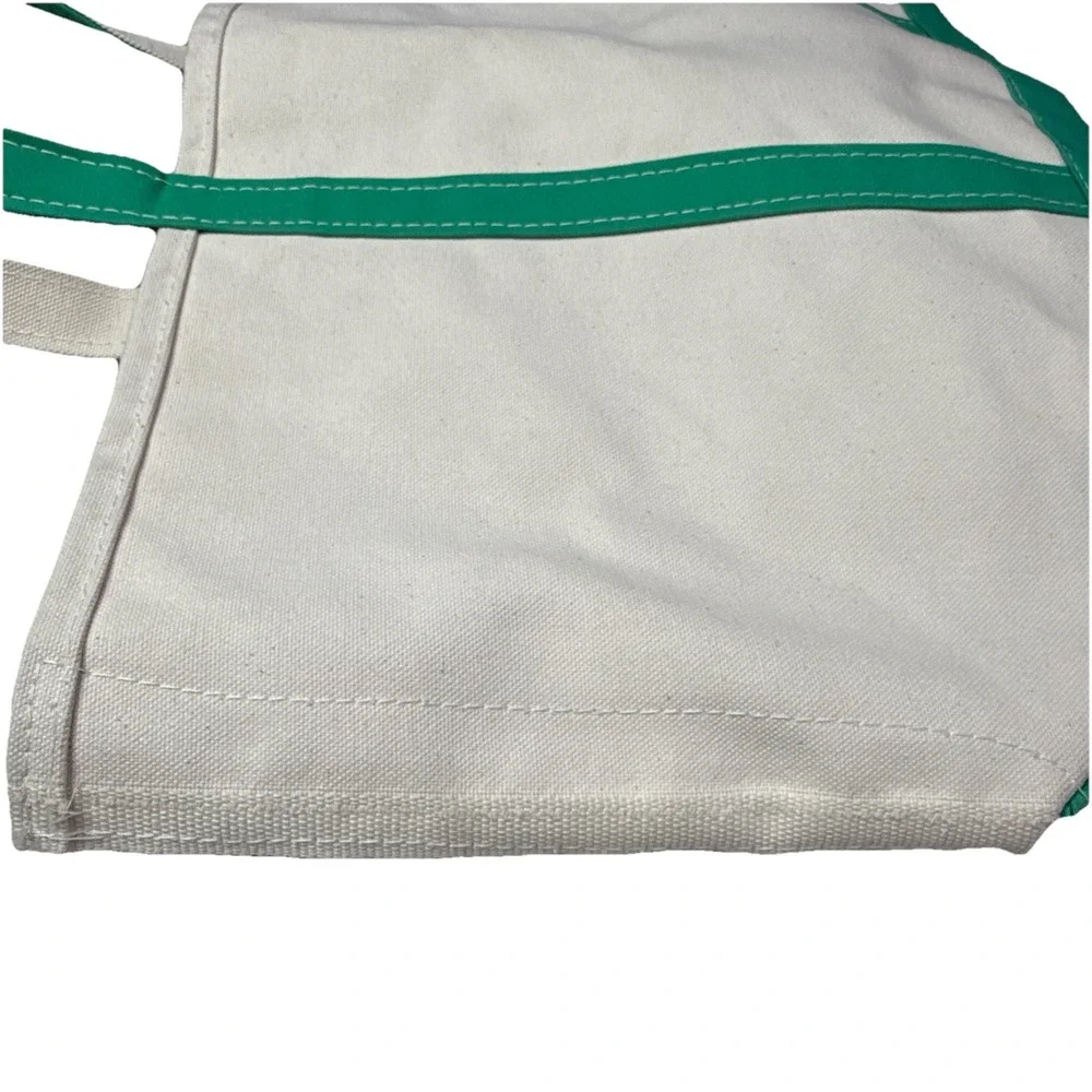 Vintage‎ 80s LL Bean Boat And Tote Canvas Bag Green Straps Green Tag Large 17x14